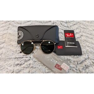 Ray Ban RB 8147 Titanium Round Gold Plated With Case Authentic - IC 10